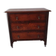 Antique oak chest of drawers on castors with brass handles and carved details