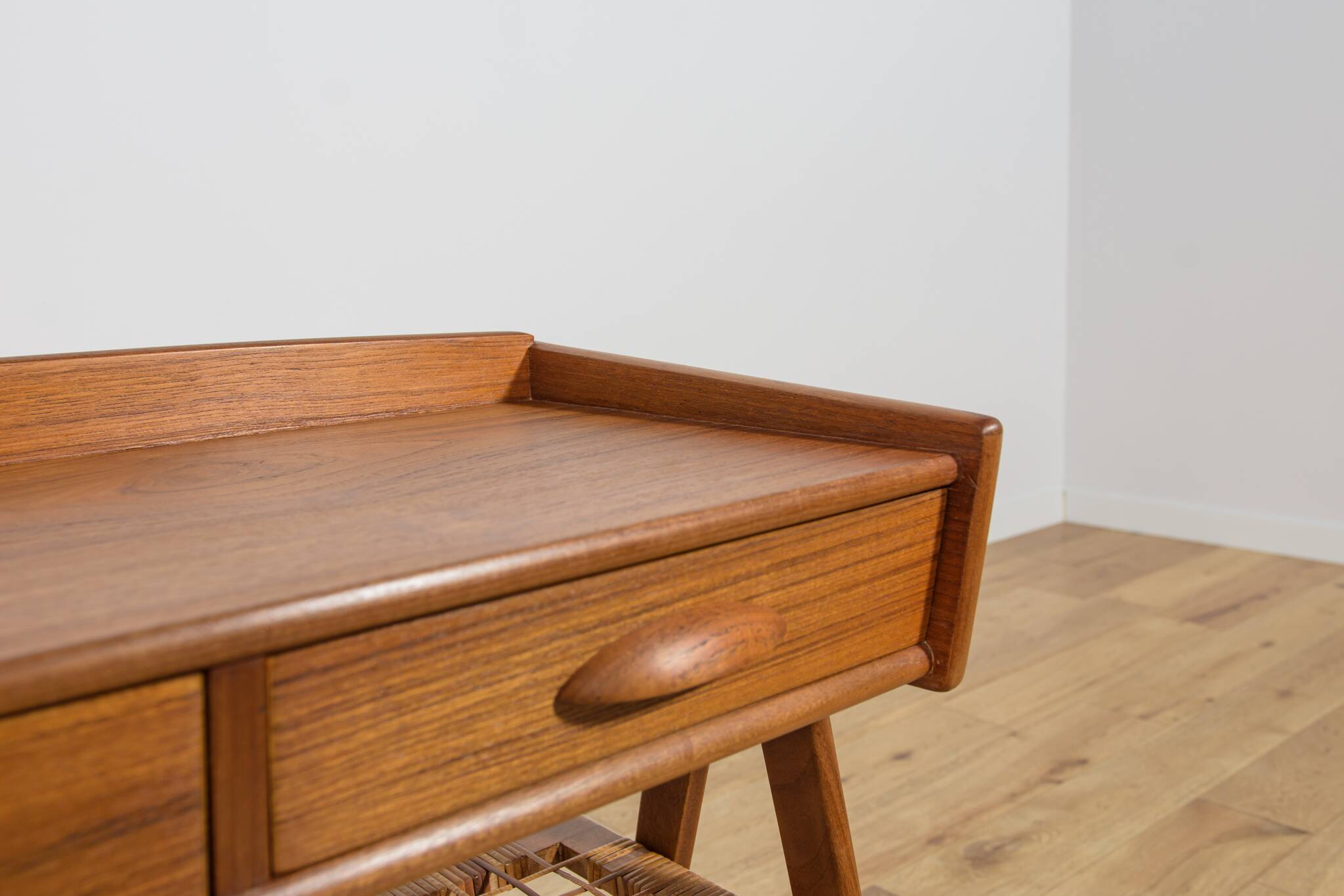 Mid-Century Teak and Rattan Console Table by Søren Rasmussen, Denmark, 1960