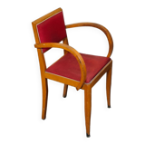 Small red bridge chair with armrests
