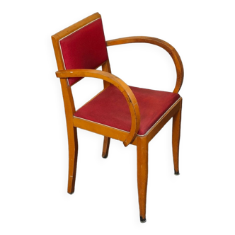 Small red bridge chair with armrests