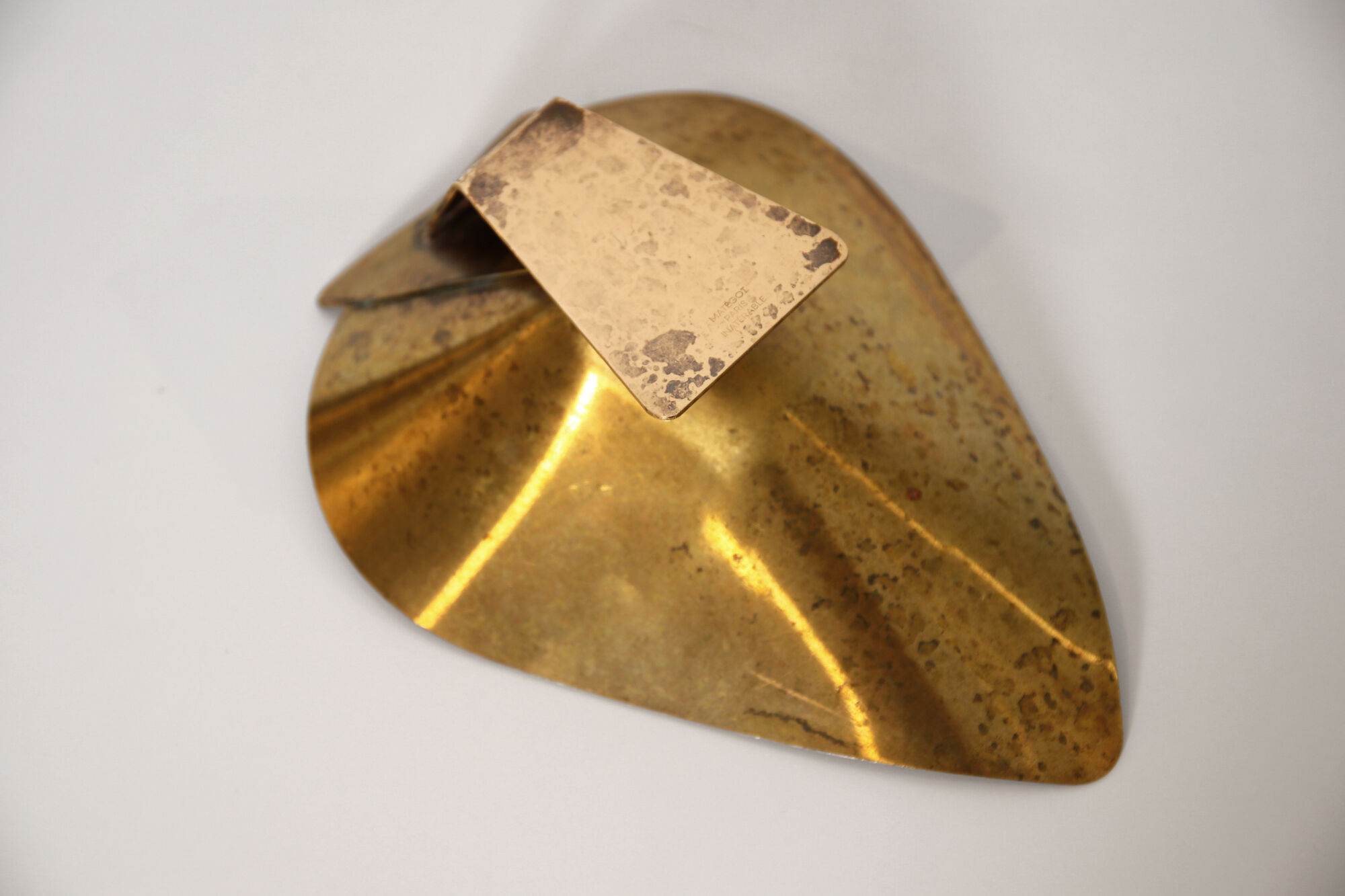 Rare brass Mathieu Matégot vide poche, 1950s