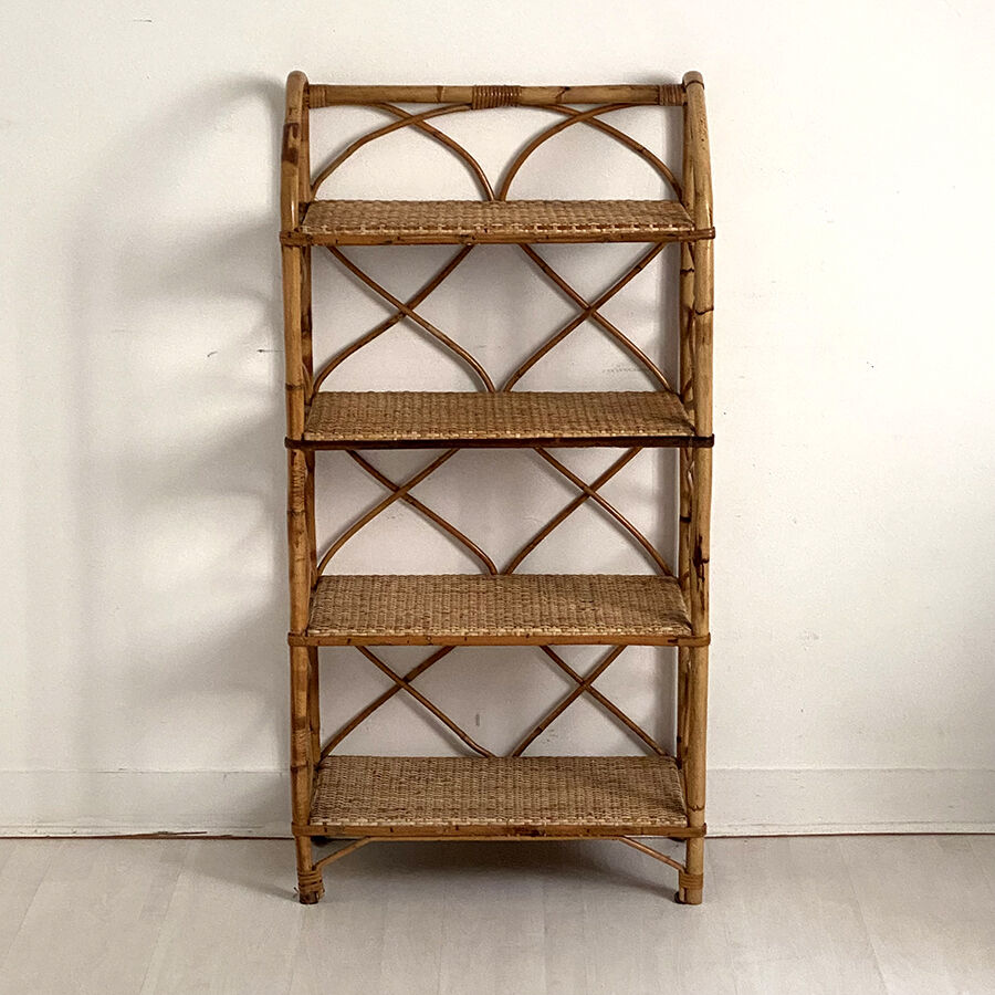 Vintage rattan shelf 60's