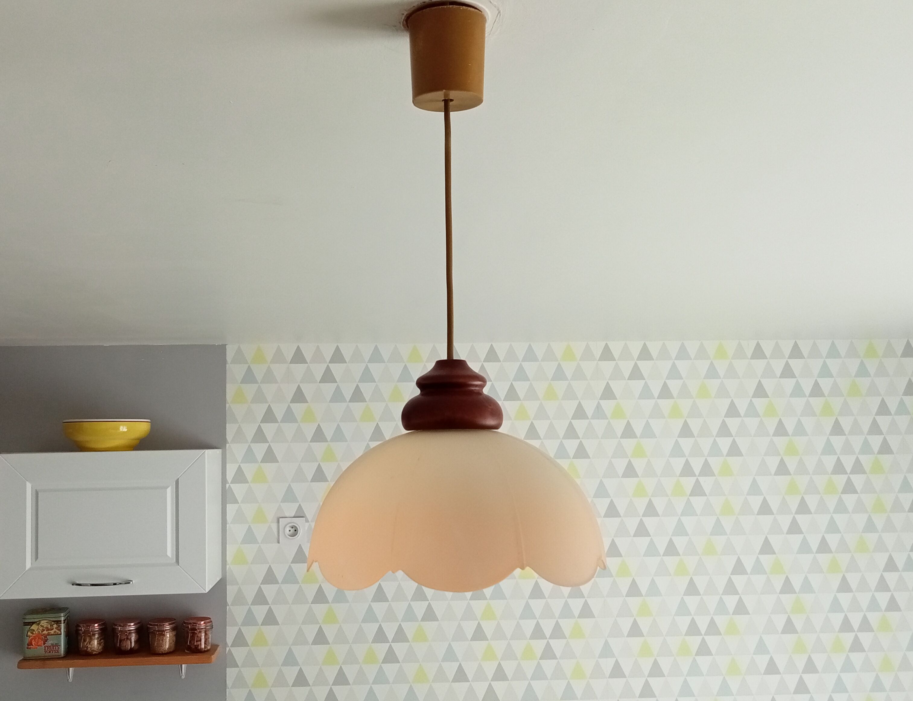 Vintage opaline pendant lamp
