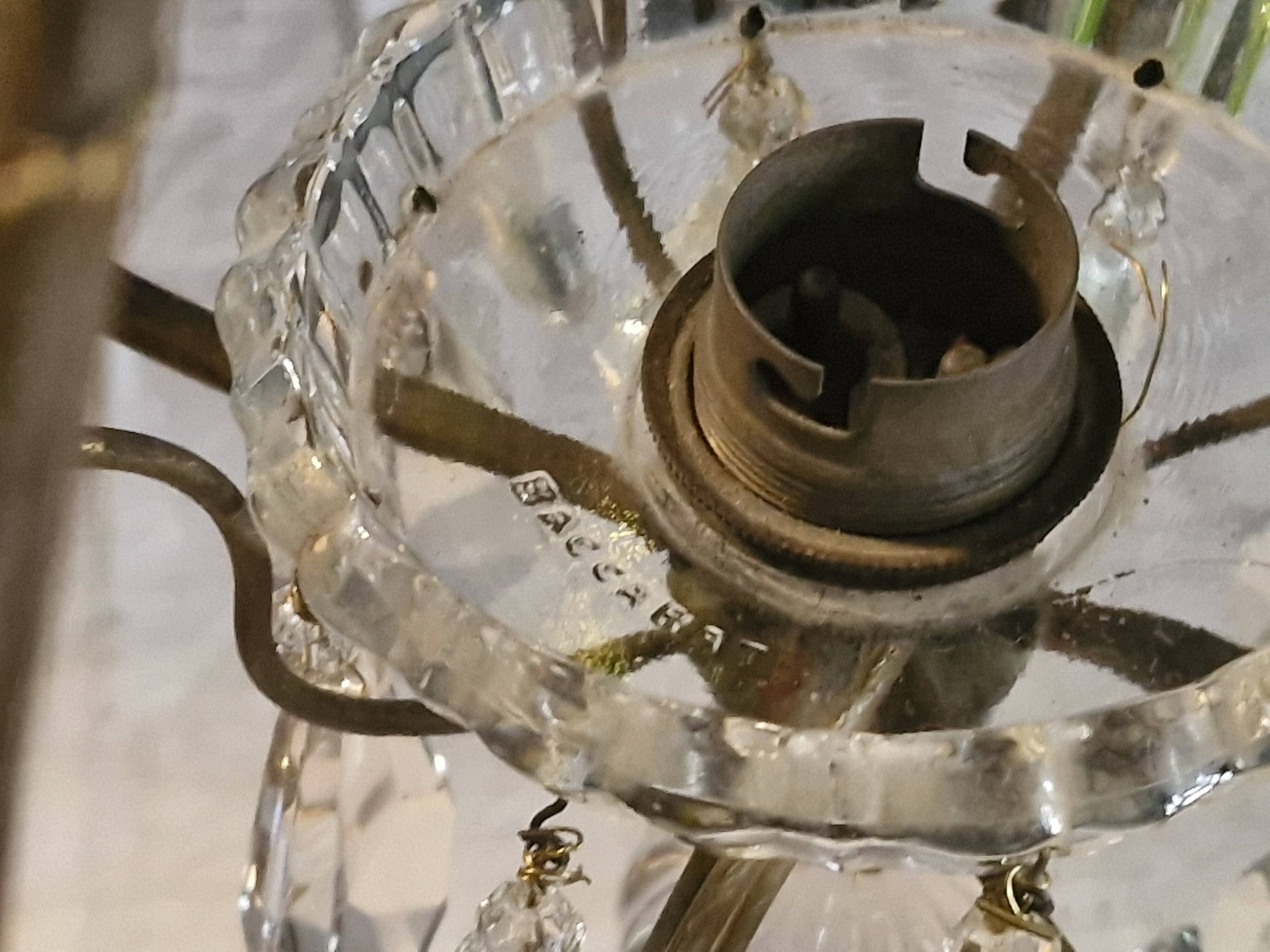 Small crystal boudoir chandelier - 1 light Bobeche signed Baccarat Epoque