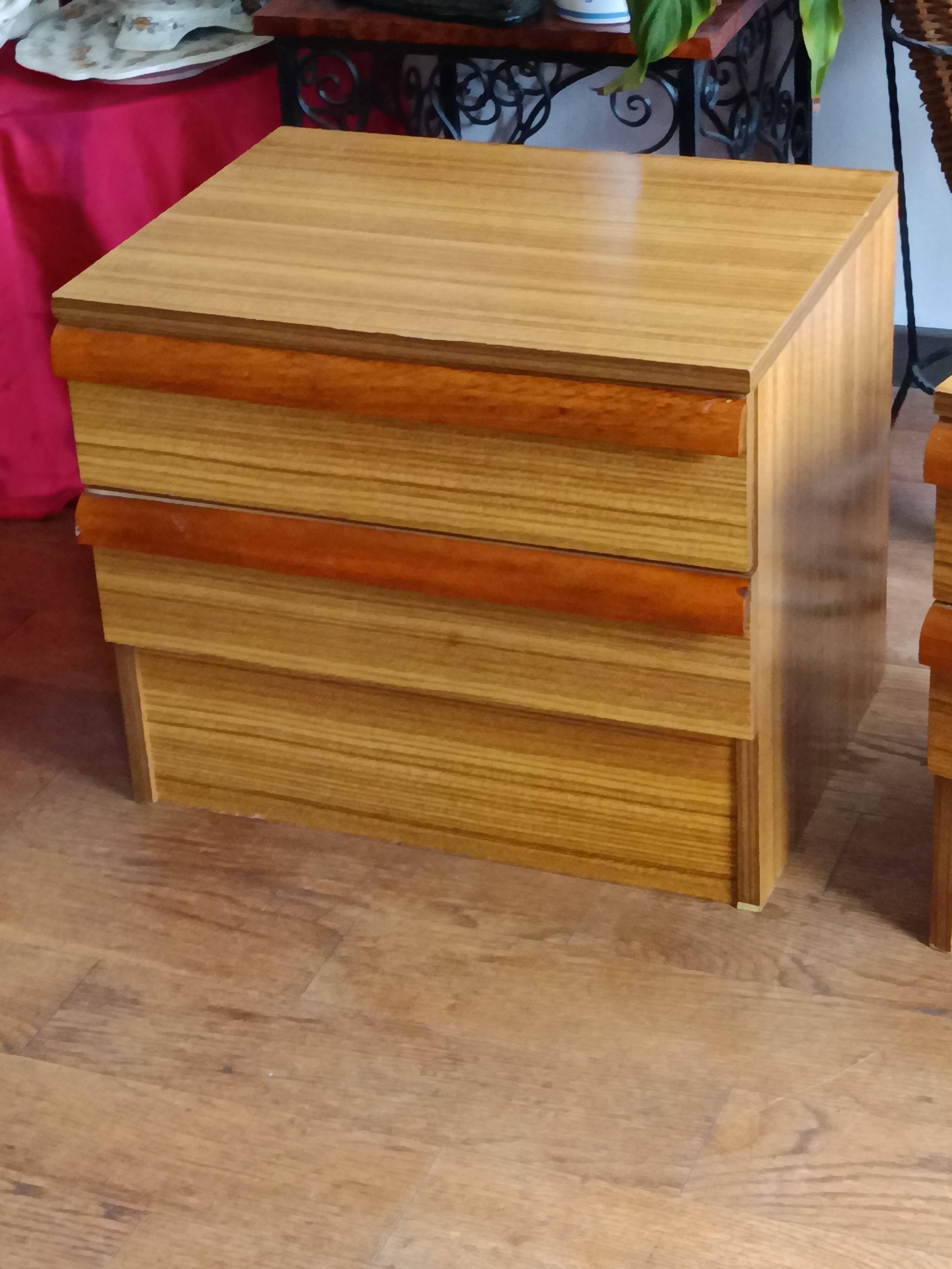 vintage bedside tables in elm by Simat Doubinski Brothers
