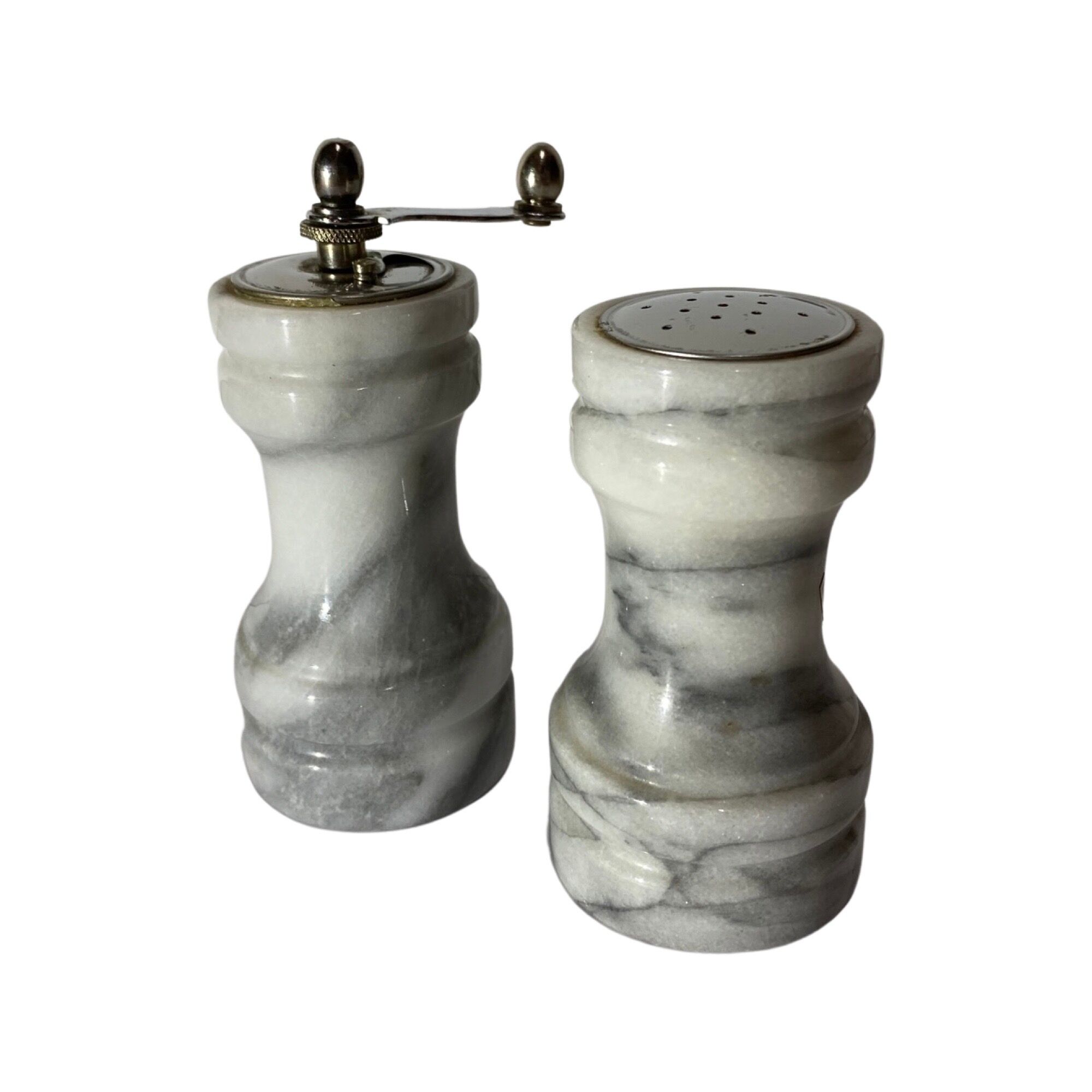 Retro Salt and Pepper Shakers | Vintage Salt and Pepper Grinders Made Of Marble 1970s