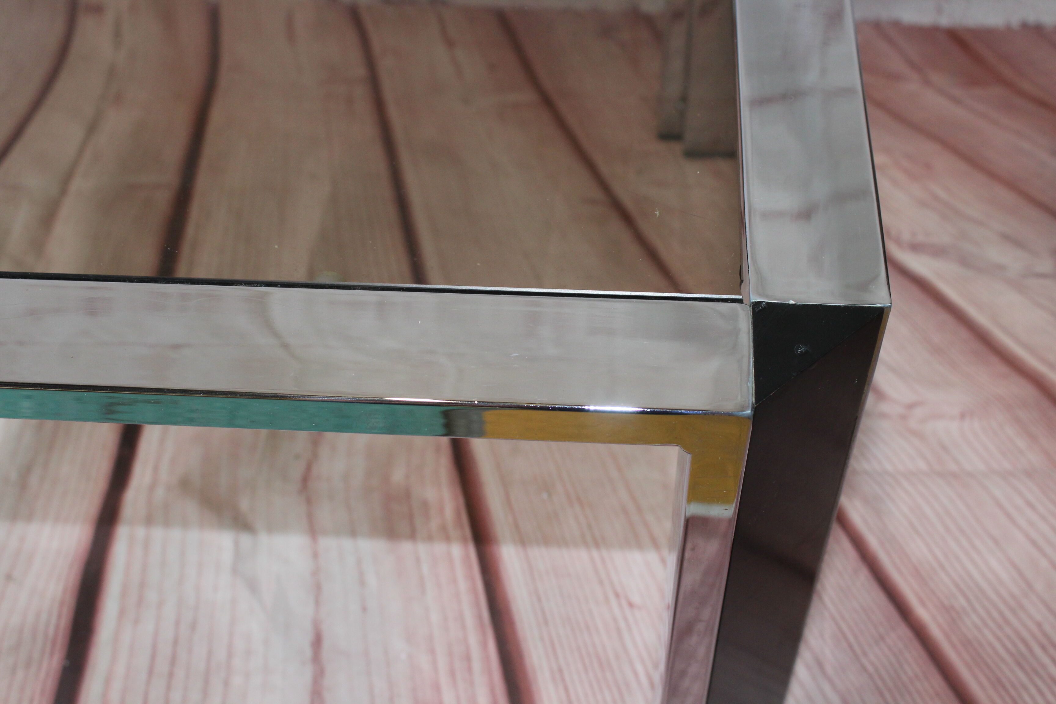 OLD VINTAGE CHROME COFFEE TABLE