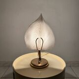 Vintage Hollywood Regency table lamp glass leaf