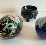 Vintage cloisonné enamelled eggs