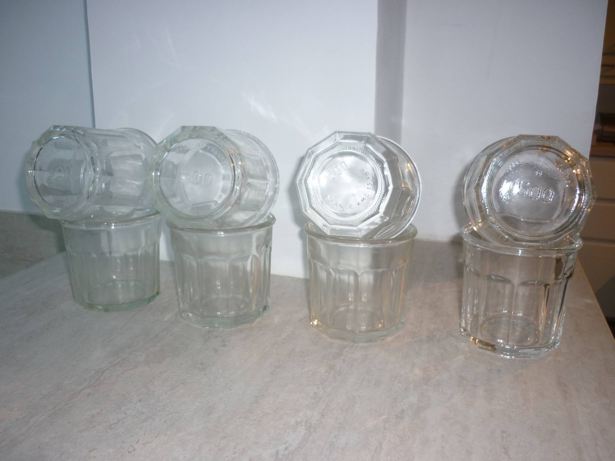 Pair of 2 old jam pots 500 ml