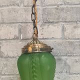Art Nouveau lantern pendant light cast glass brass electric fixing ok h 60x