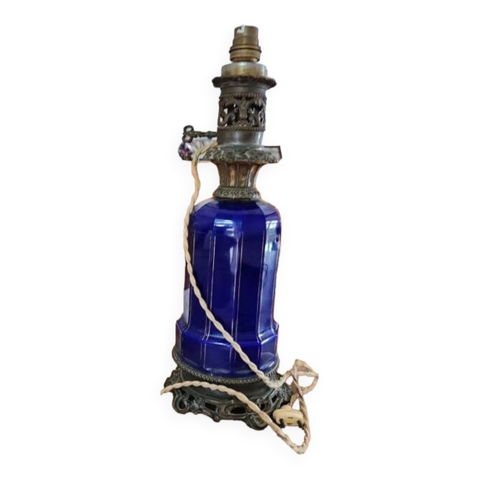Lampe à Pétrole en Porcelaine Sèvres Bleu