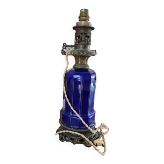 Oil Lamp in Sèvres Blue Porcelain