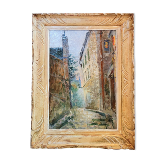 Old vintage Montmartre painting late 19th early 20th century