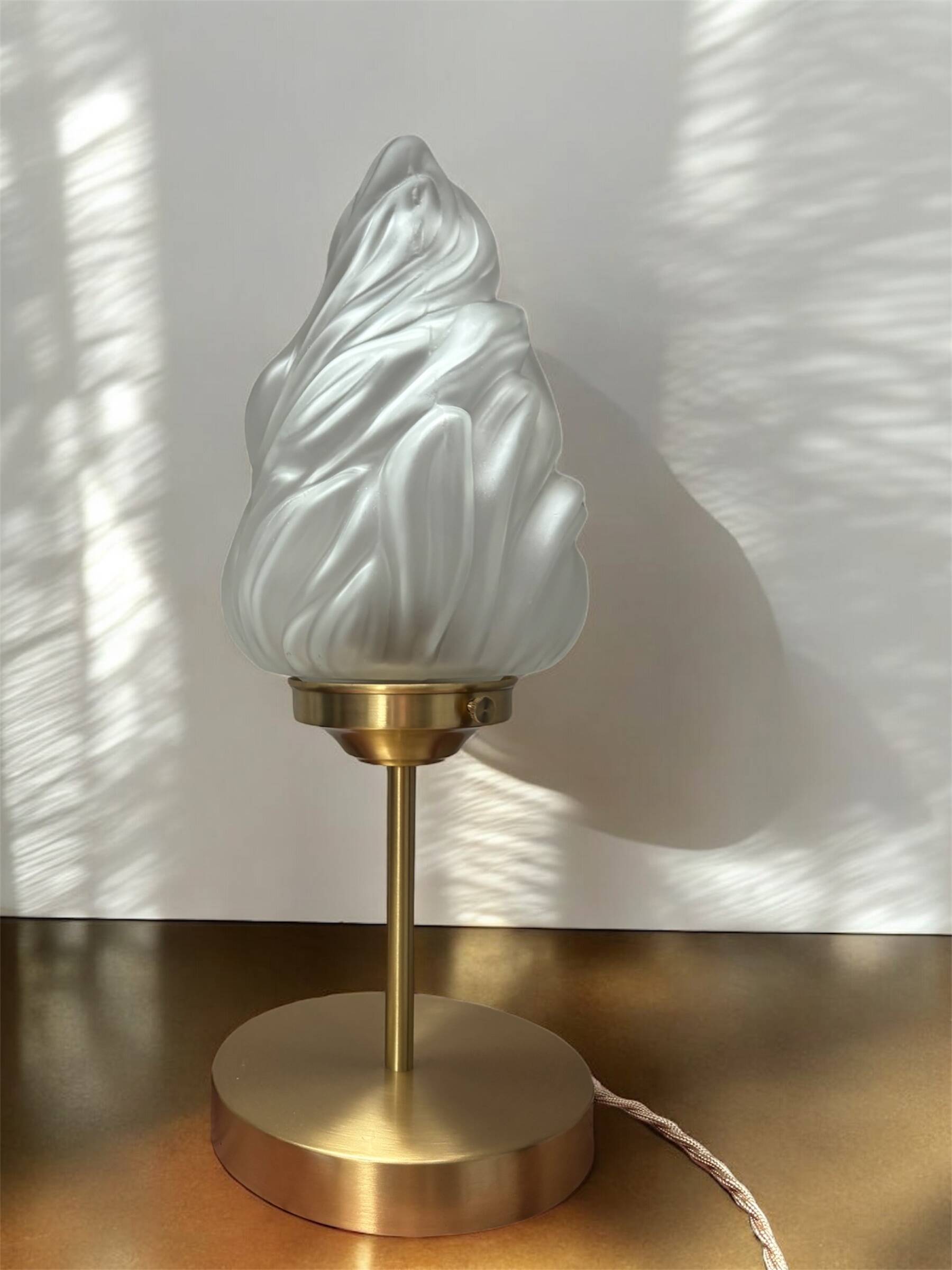 Art Deco flame glass globe lamp