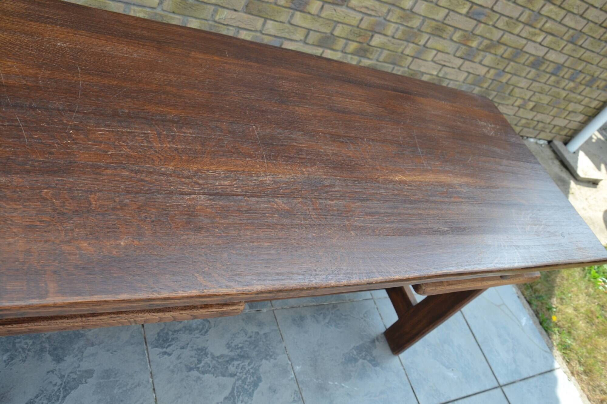 Bureau/table de ferme "brutaliste" chêne massif