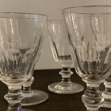5 old glass glasses, model Cato de Saint Louis, XXth century