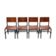 Ensemble de 4 chaises industrielles, Pays-Bas années 1970