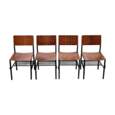 Ensemble de 4 chaises industrielles, Pays-Bas années 1970