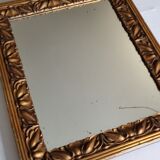 Patinated golden rectangular mirror, decorated with acanthus leaves, 49 cm