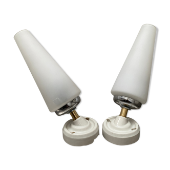 Lot 2 old vintage opaline wall lamps