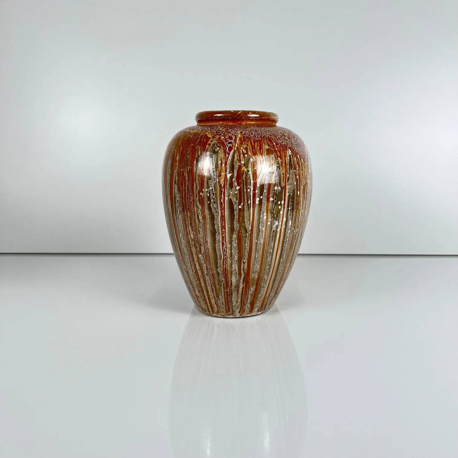 West German ceramic vase with stone-effect glaze, 1960/70 MCM