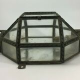 Metal and brass wall light with mirror background 1900