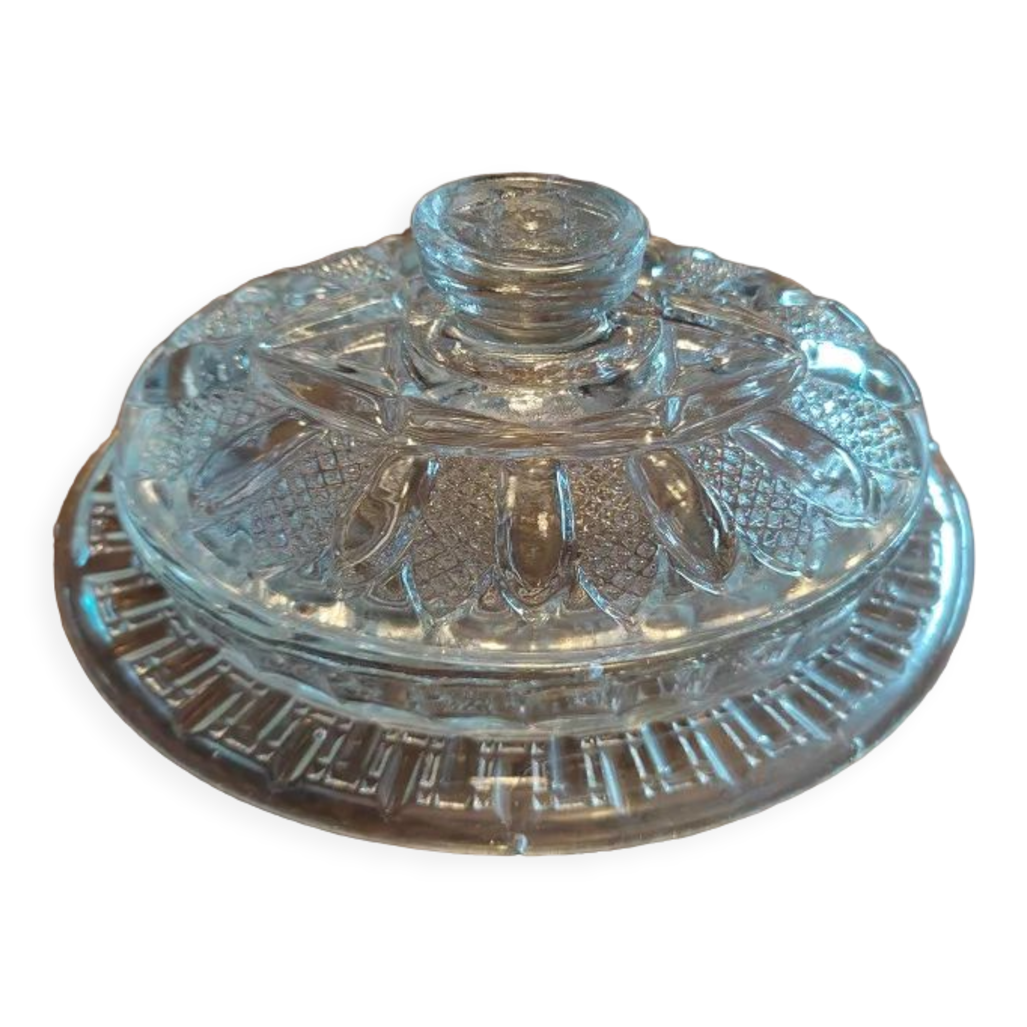 Moulded glass butter dish pineapple décor