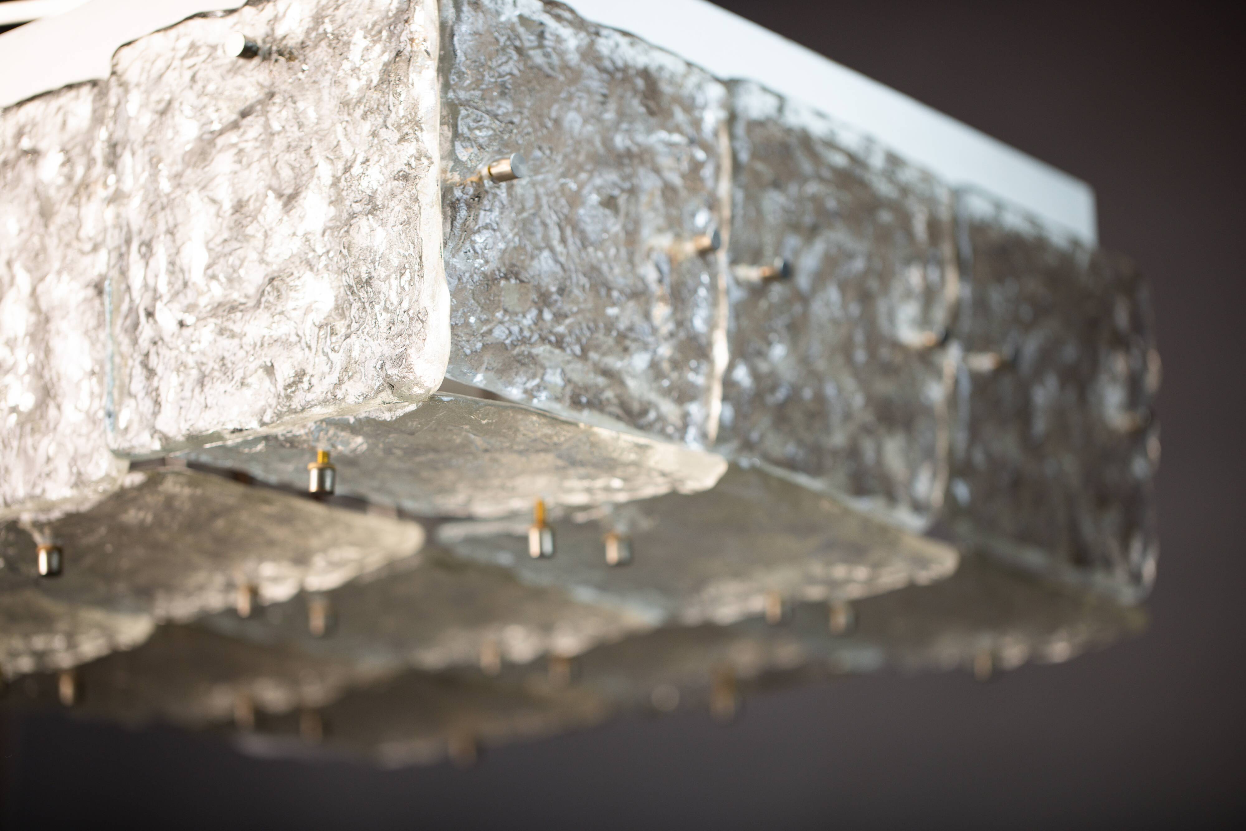 Large Vintage J.T. Kalmar Glass Flush Mount - 1960s Austrian Ceiling Light