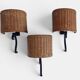 Spanish Mid-Century Wicker And Wrought Iron Wall Sconces, Three Available