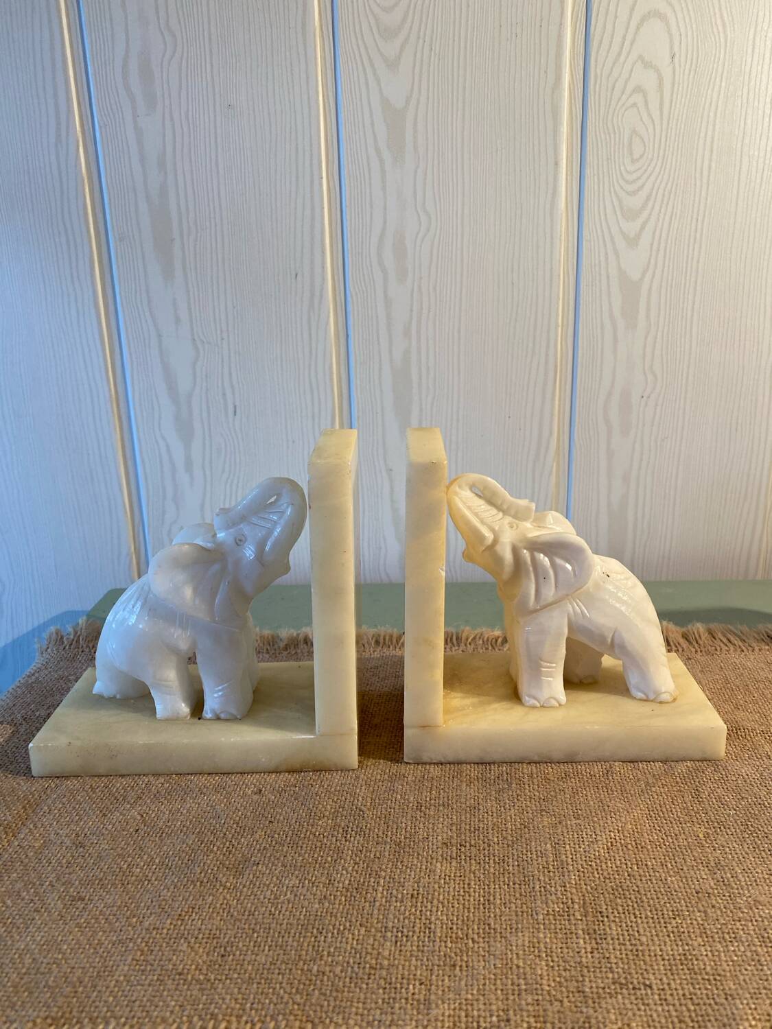 Alabaster Elephant Bookends