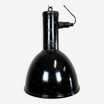 Industrial Black Enamel Factory Hanging Lamp, 1950s