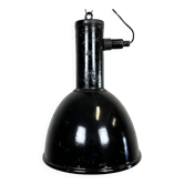 Industrial Black Enamel Factory Hanging Lamp, 1950s