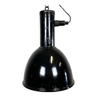 Industrial Black Enamel Factory Hanging Lamp, 1950s