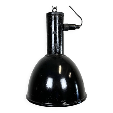 Industrial Black Enamel Factory Hanging Lamp, 1950s