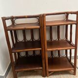 Pair of rattan bedside tables