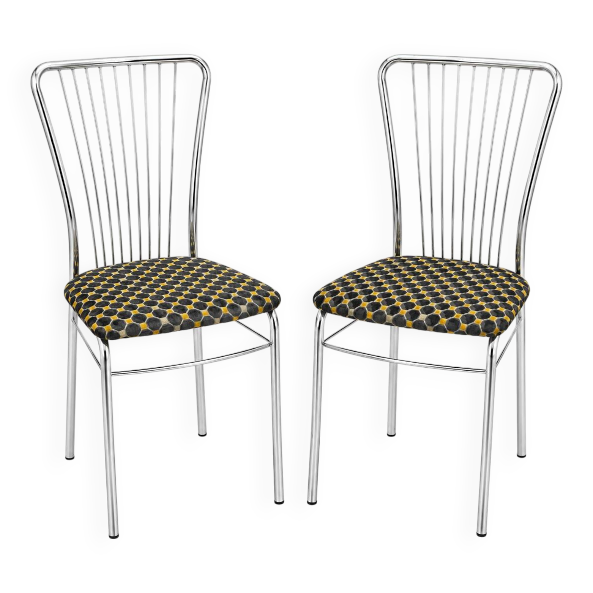 Ensemble de chaises en métal, dossier en forme d'éventail, danois, années 1980.