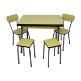 Table et chaises en formica jaune