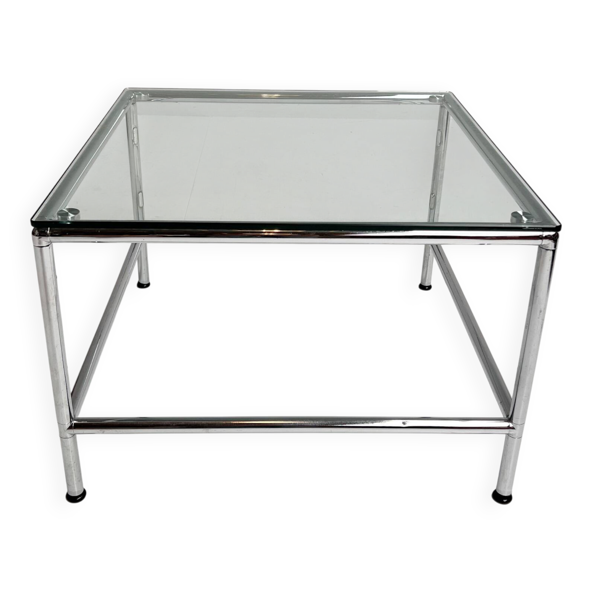 Table basse en verre carré 71 x 71 cm, années 1990