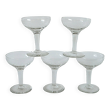 set of 5 engraved crystal champagne glasses 1950