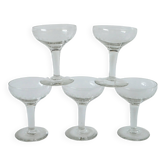 set of 5 engraved crystal champagne glasses 1950