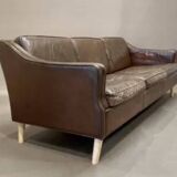 Scandinavian design 3-seater leather sofa 1950