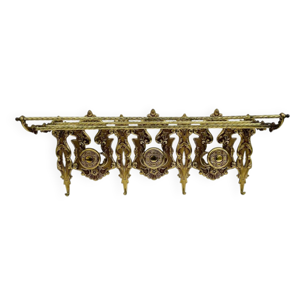 Porte manteau et Etagère Mural en Bronze, Vintage, Style Louis XV