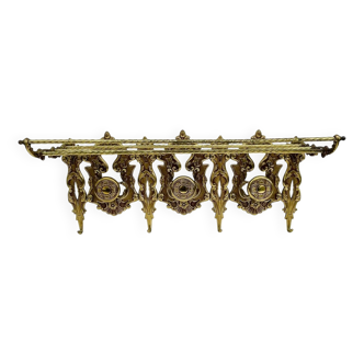 Bronze Coat Rack and Wall Shelf, Vintage, Louis XV Style