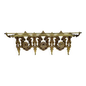 Porte manteau et Etagère Mural en Bronze, Vintage, Style Louis XV