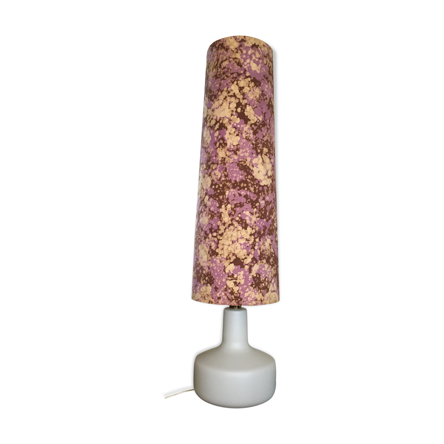 Mid-Century Pink & White Glass Floor Lamp