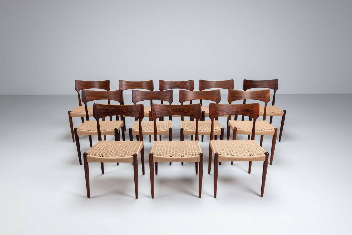 Bernhard Pedersen large set of dining chairs Christian Linnebergs Denmark 1960