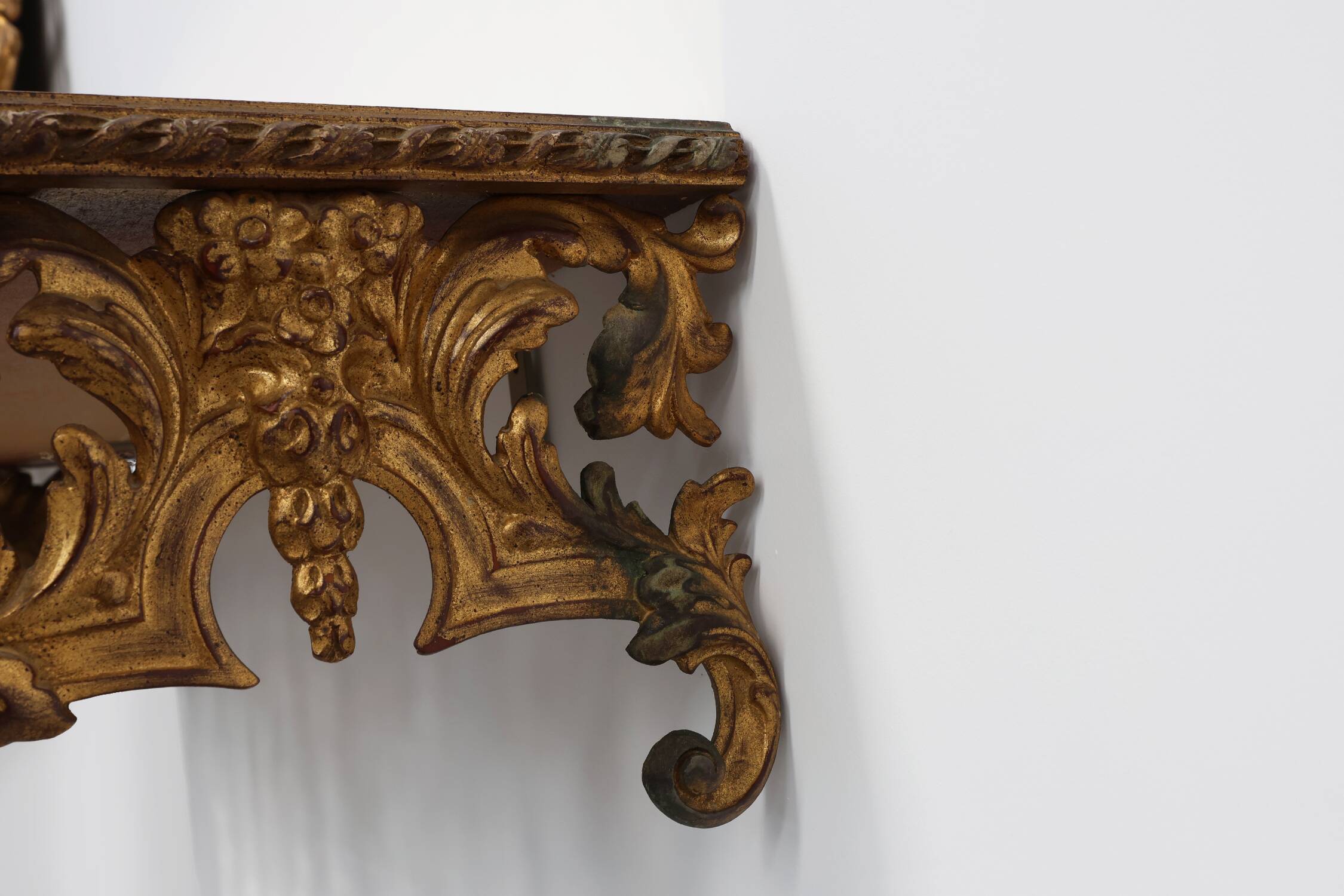 20th Century Italian Baroque style gilded and carved wall console