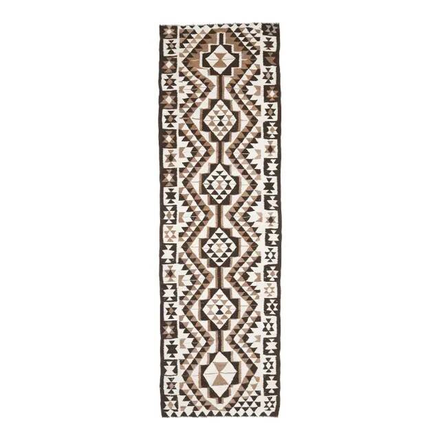 Vintage Turkish Oushak Handmade Wool Cotton White Runner Rug 100x334