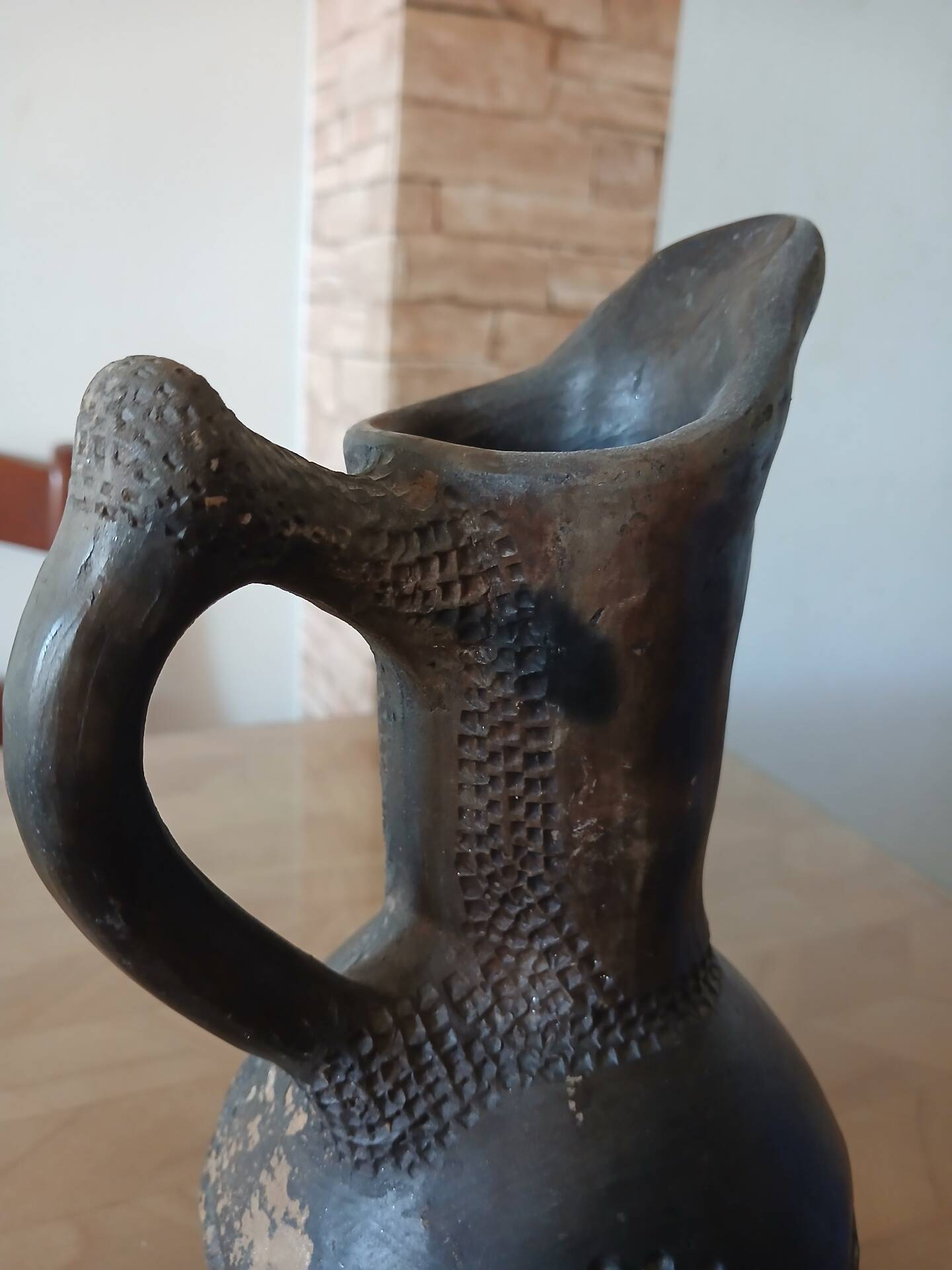 Vase / Old smoked terracotta jug — Handmade ceramics